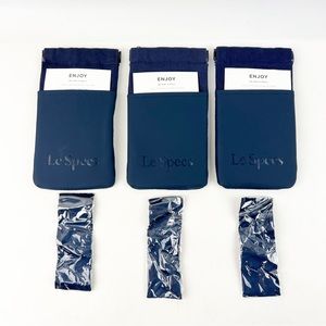 3 NEW Le Specs Navy Blue Sunglasses Soft Pouch Case ONLY Plus Lens Cloth